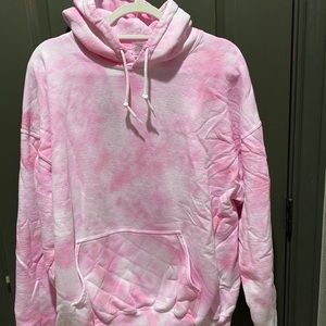 White and pink tie dye hoodie